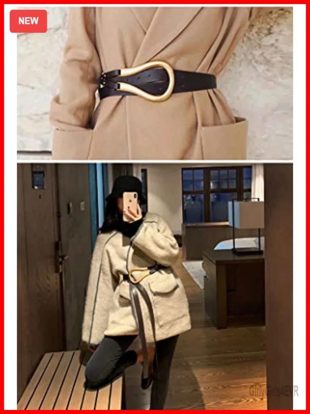 PU Leather Waist Belt Double Strap Tie Wrap Cinch Belt Women's